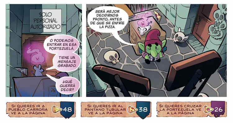 Detalles del cómic-juego Pizza Goblin (Grafito Editorial)