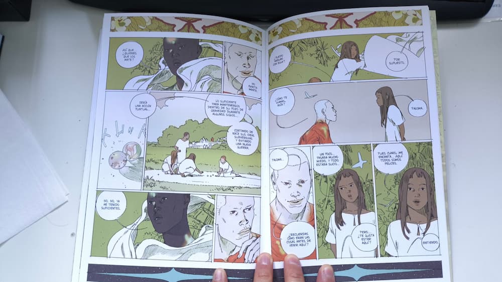 Páginas del capitulo "El emisario y el guerrero" en el tomo de Habitat publicado por Grafito Editorial
