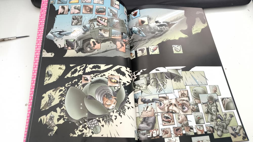 Composición de viñetas by Frank Quitely en el cómic We3
