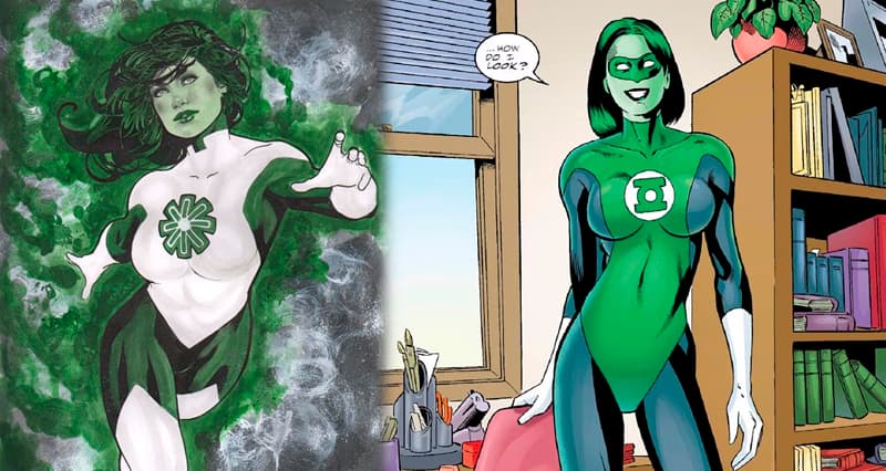 Jade de Dc Cómics con dos looks diferentes en el especial el Verde es Sexy