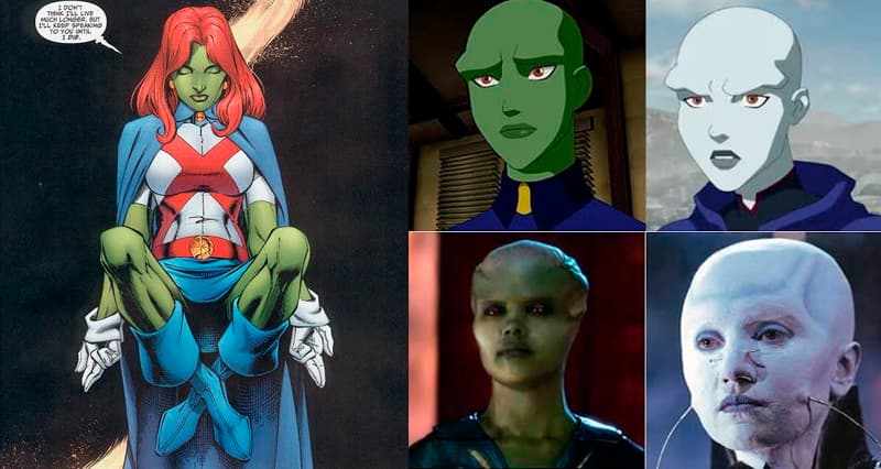 Miss Martian en diferentes versiones. Más y menos sexy... de verde o de blanco...