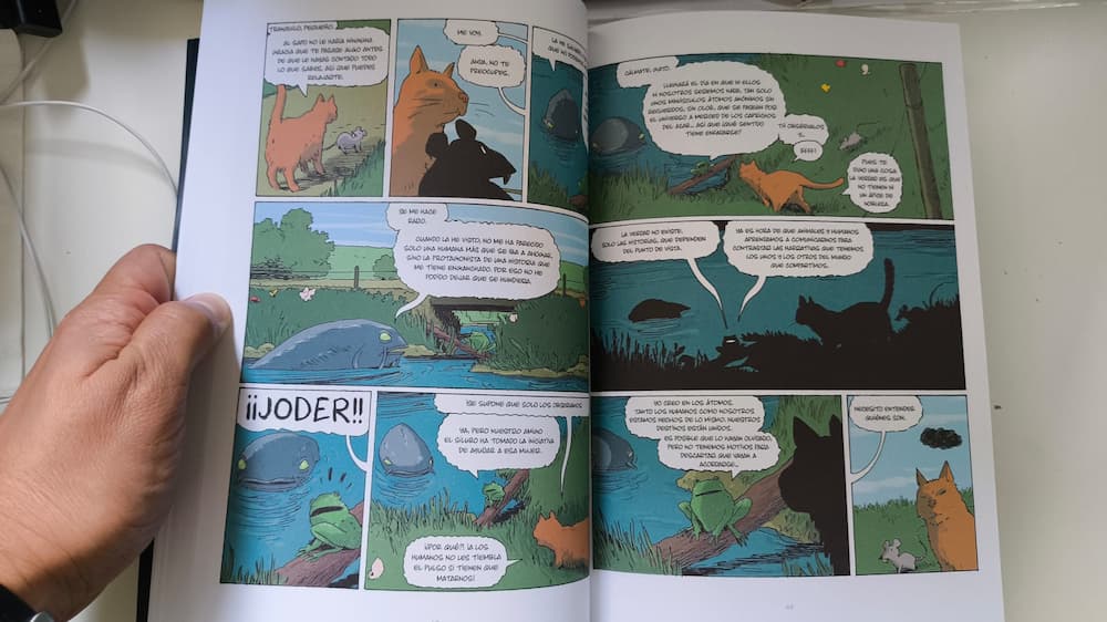 Los animales que observan en el cómic "La Orilla que nos Une" de Zabus & Nicoby (Elephant Books)